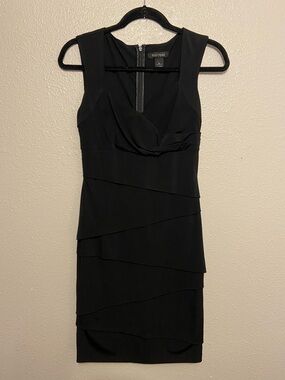 White House Black Market Black Sleeveless Tiered Sheath Dress, Size 4